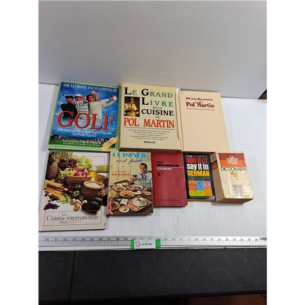 (8) Books - Golf, Pol Martin, Dictionary, Cuisine