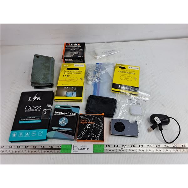 Glass Screen Protectors, Coin Wallets, Apple Watch Cases, Headphones, Misc