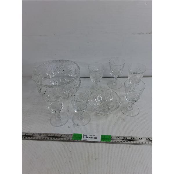 Pinwheel Wine Glasses, Footed Candy Bowl & Footed Crystal Bowl