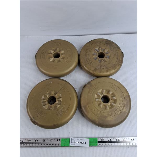 (4) 5 lbs York Barbell Weight Plates