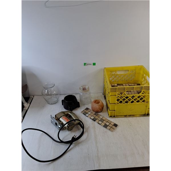 Black & Decker Jig Saw Works, Glass Vase, Salt Rock Candle Stand, Ceramic Tiles No Shipping