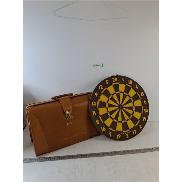 Dart Board and Locked Documents Briefcase No Key