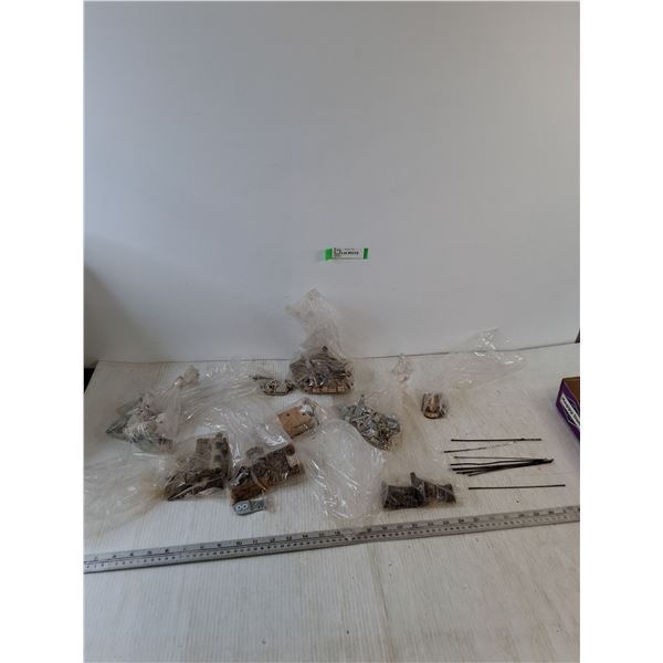 Assorted Hinges, Handles, Scroll Saw Blades