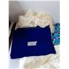 Image 2 : Assorted Fabrics, 46" x 20" Faux Sheep, 22" x 24" Blue Velvet, Throw Blanket, Misc