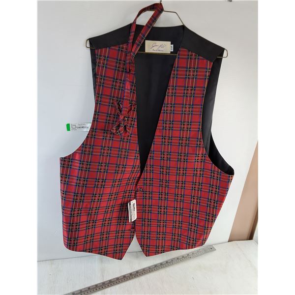 Red Checkered Vest Jean Vous for Men 2XF with Bow Tie