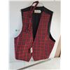 Image 1 : Red Checkered Vest Jean Vous for Men 2XF with Bow Tie