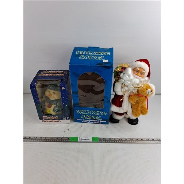 Singing Snowman & Walking Santa - as is