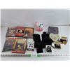 Image 1 : Assorted DVDs, Avon Jewelry, Ceramic Coin Bank, Women's Gloves, Napkin Rings, Misc