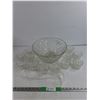 Image 1 : Glass Punch Bowl, Cups & Plastic Ladle