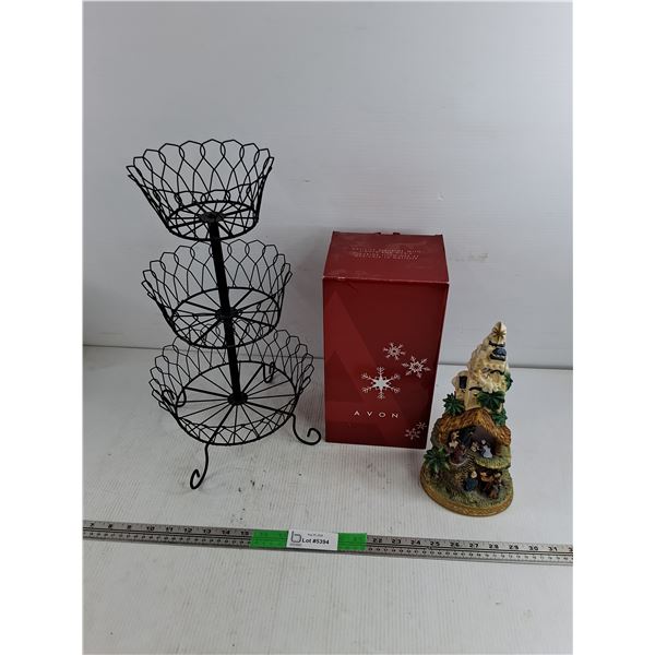 3 Tier Fruit Wire Basket, Avon Nativity Decor