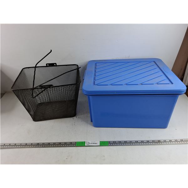 Bicycle Basket, Rubbermaid Plastic Container w/Lid 17"x15"x10", Pickup Only
