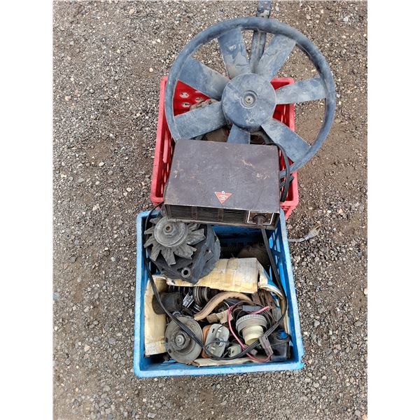 **Milk Crates, Alternator, Aux Fan, Car Heater & Assorted Parts - PICKUP ONLY