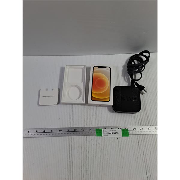 Apple TV Block & Cord - Powers On, & Iphone Box