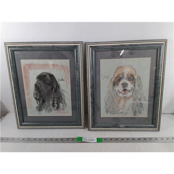 (2) Framed Cocker Spaniel Prints 16.5" x 13.5"