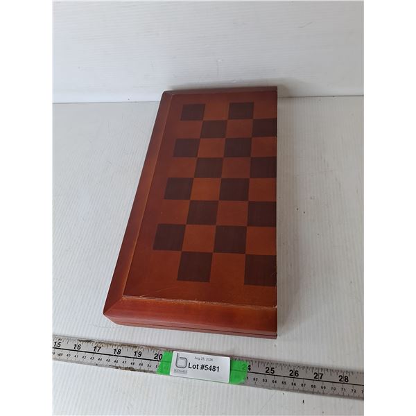 Wooden Chess/Checker Board, Playing Pieces & Cards