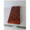 Image 1 : Wooden Chess/Checker Board, Playing Pieces & Cards