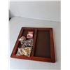 Image 2 : Wooden Chess/Checker Board, Playing Pieces & Cards