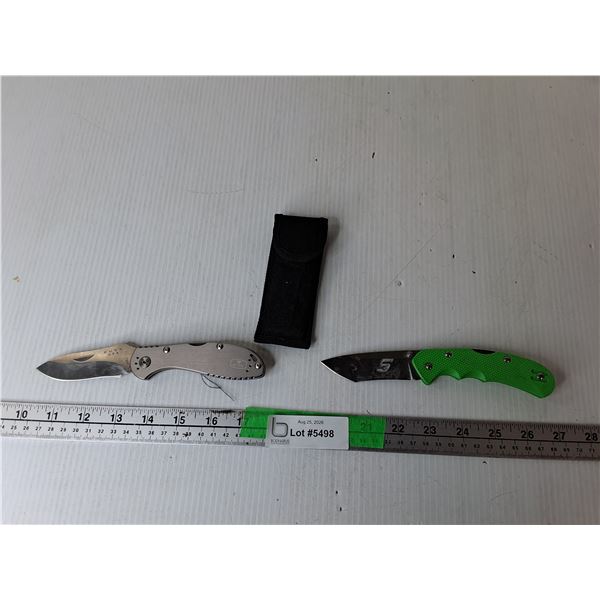 (2) Pocket Knives Up to 7.5" & Sheath