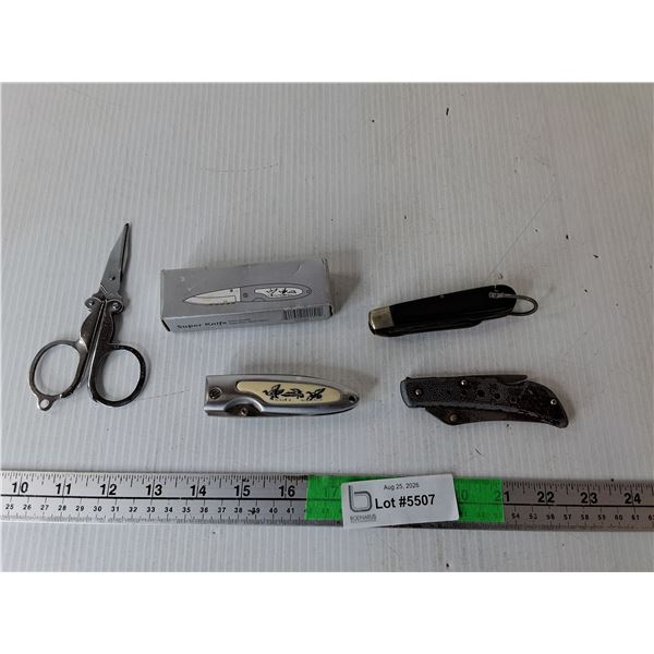 Folding Scissors & (3) Pocket Knives up to 6.5"