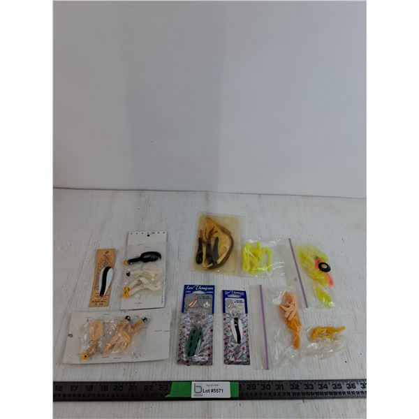 Assorted Fish Hooks, (3) Spoons, (7) Jig Head and Bodies with Hooks, (25) Jig Bodies No Hooks