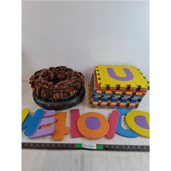 (2) Acorn Wreaths, Alphabet and Number Foam Tiles