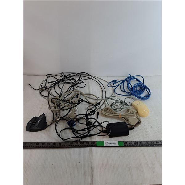 Microsoft Mouse, Various Electric Wires and Cords Untested As Is