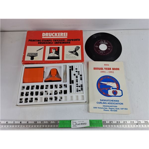 Druckerei Printing Stamps, Saskatchewan Curling Association Book, Heel & Toe Polka Vinyl Record