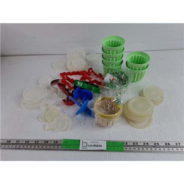 Tupperware Jello Cups, Cookie Cutters, Sink Drain Strainers