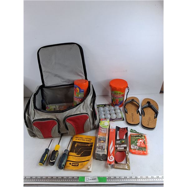 Boat Essentials Kit, Slippers, Vest, Jumbo Spork, Long Reach Matches, Bag, Misc