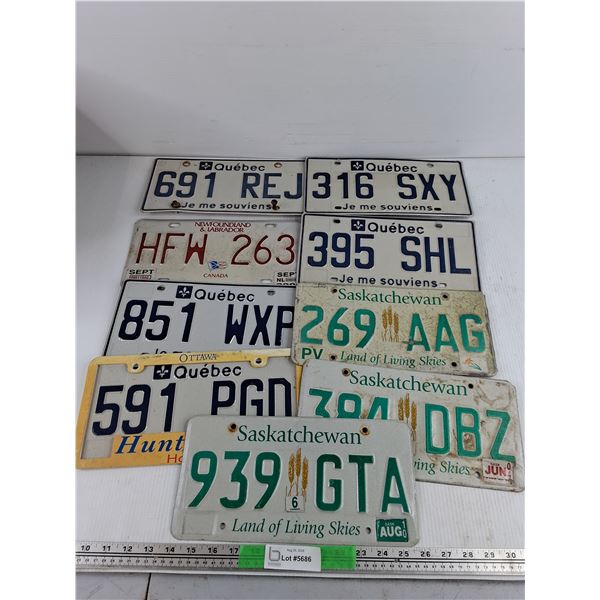 Assorted License Plates - Quebec, Newfoundland