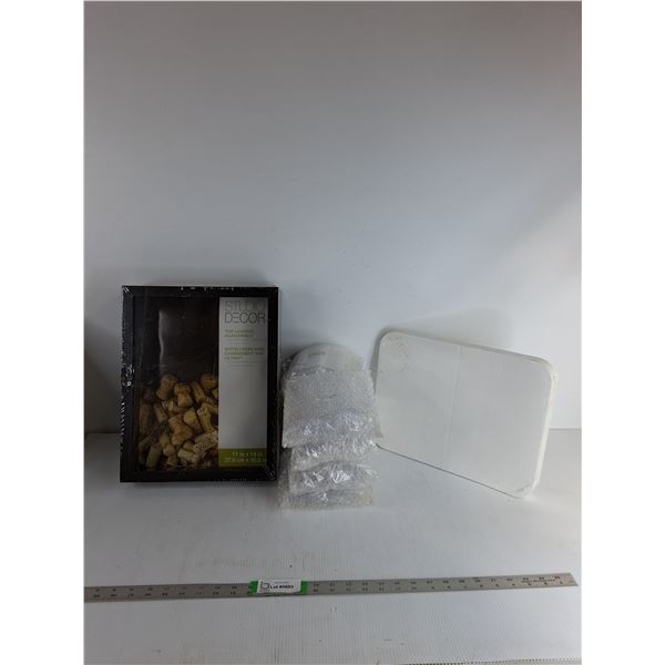 Top Loading Shadowbox, (8) Plastic Snap In Wood Stamp Shelfs, Misc