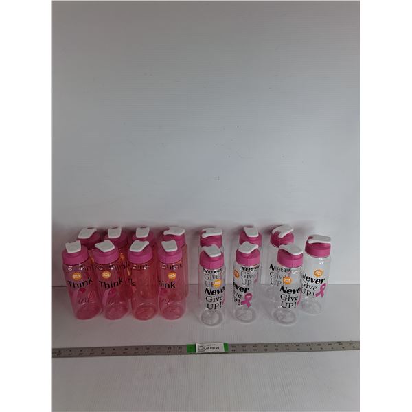 (15) Breast Cancer Themed Water Bottles 8.5"