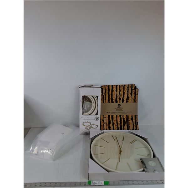 Wall Clock 15" Diameter, Build A Loom Kit, Placemat Set, Shower Curtain