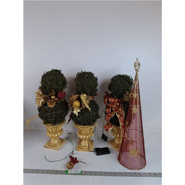 Christmas Decorations- (3) Artificial Trees 20", Tree Topper 23"