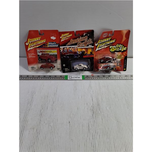 (3) Johnny Lightning Die-Cast Toys-Red Baron,1941 Willys,1969 Dodge Dart