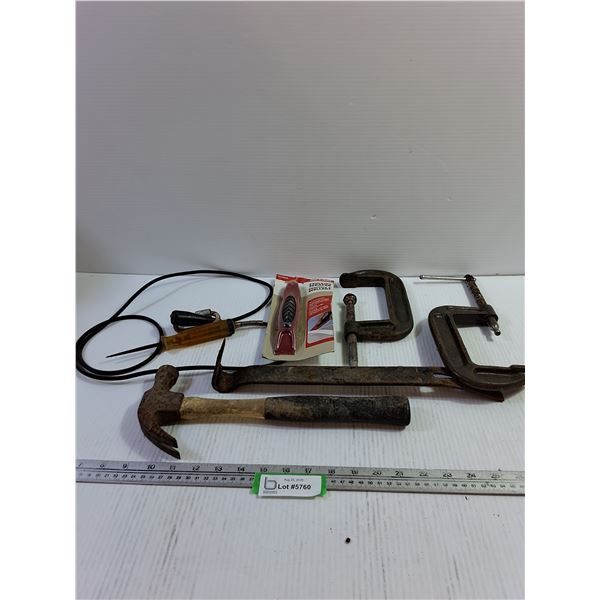 Hammer, Pry Bar, Circuit Tester, Caulking Scraper, Clamps