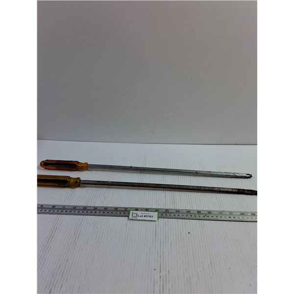 (2) Extra Long Screwdrivers - Flathead, Phillips