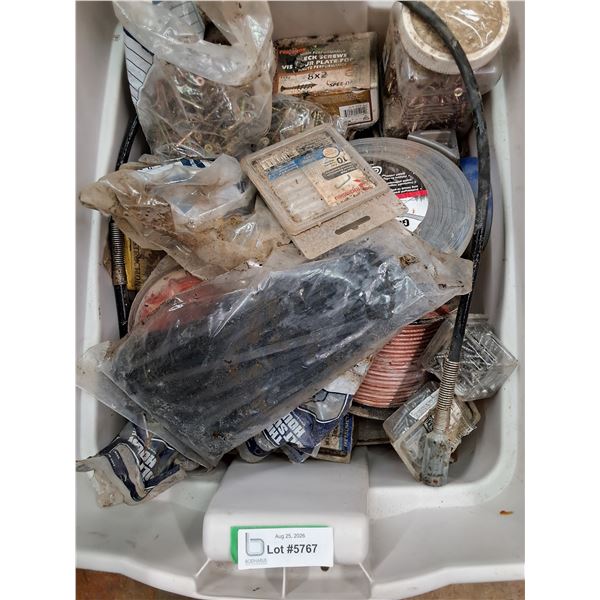 Air Hose, Wire, Screws, Etc - As is - Tote Included, Pickup Only
