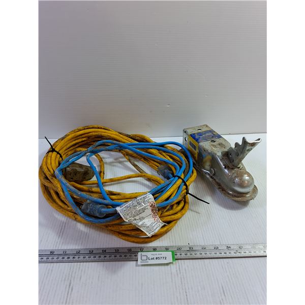 Trailer Coupler, Extension Cords Unknown Length (2)