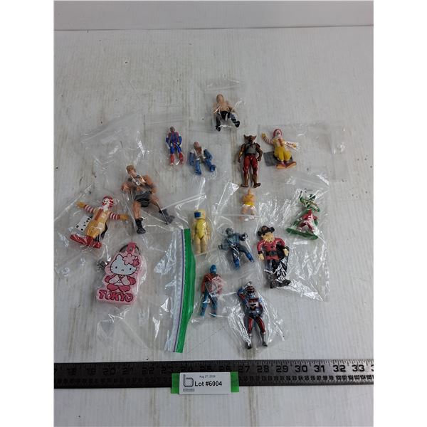 Assorted Action Figures, Hello Kitty Keychain, Ronald McDonald
