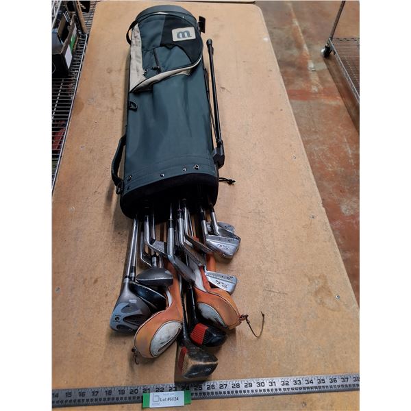 Mixed Set of Left & Right Handed Golf Clubs w/Standing Wilson Bag (7 Woods, 9 Irons) - Cannot Ship