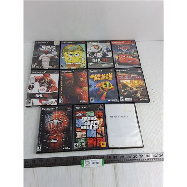 (11) Sony PS2 Video Games - Sponge Bob, NHL 07, Grand Theft Auto 3