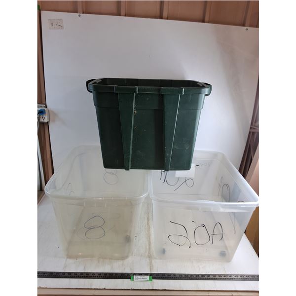 (3) Storage Bins - 1 has Wheels - 16x22x15" Cannot Ship