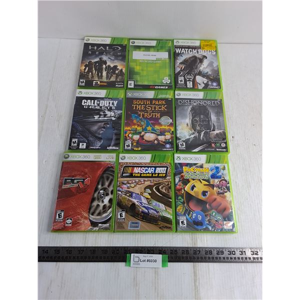 (9) XBOX 360 Video Games - Pac-Man, Nascar, Halo