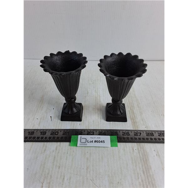 Pair of Cast Iron Candle Holders