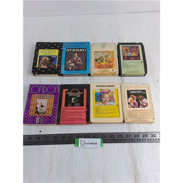 (8) Vintage 8-Track Tapes - Disco Dynamite, BeeGees, Motown Monster Hits