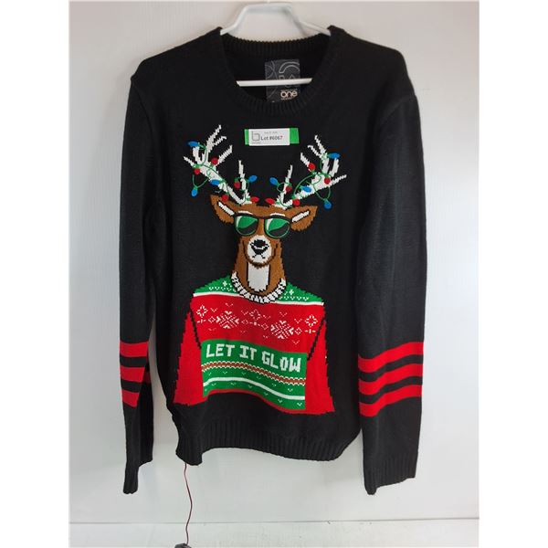 Warehouse 1 Electrified "Let It Glow" Christmas Sweater - Large Size - Tested