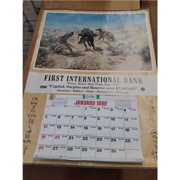 1st International Bank 1992 Wall Calendar - 42" x 31"