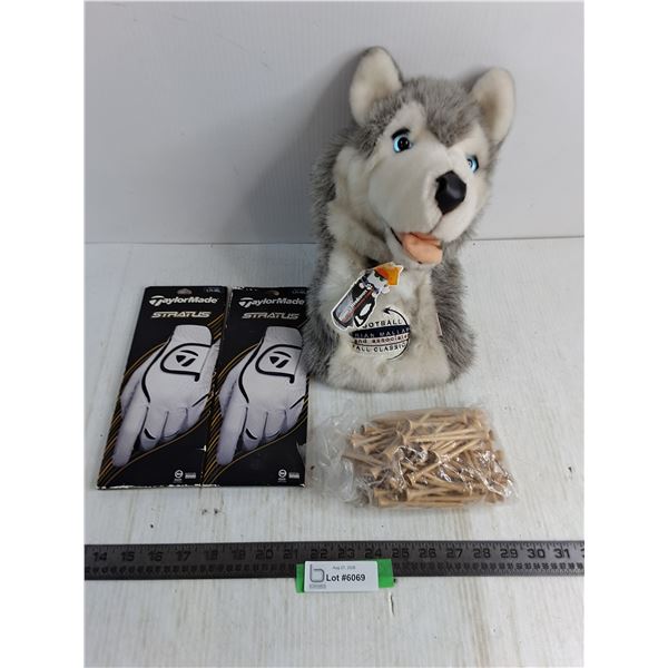 Wolf Head Golf Club Cover, Bulk Tees, Sealed TaylorMade Men's Regular Golf Gloves