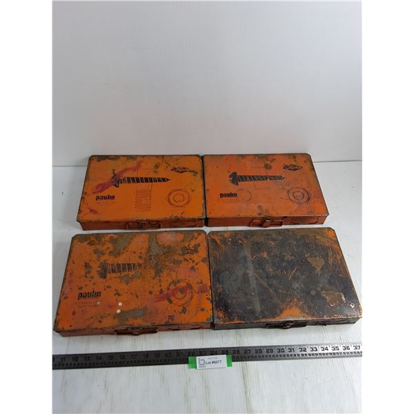 (4) Metal Paulin Parts Boxes - 14x10x2" Each